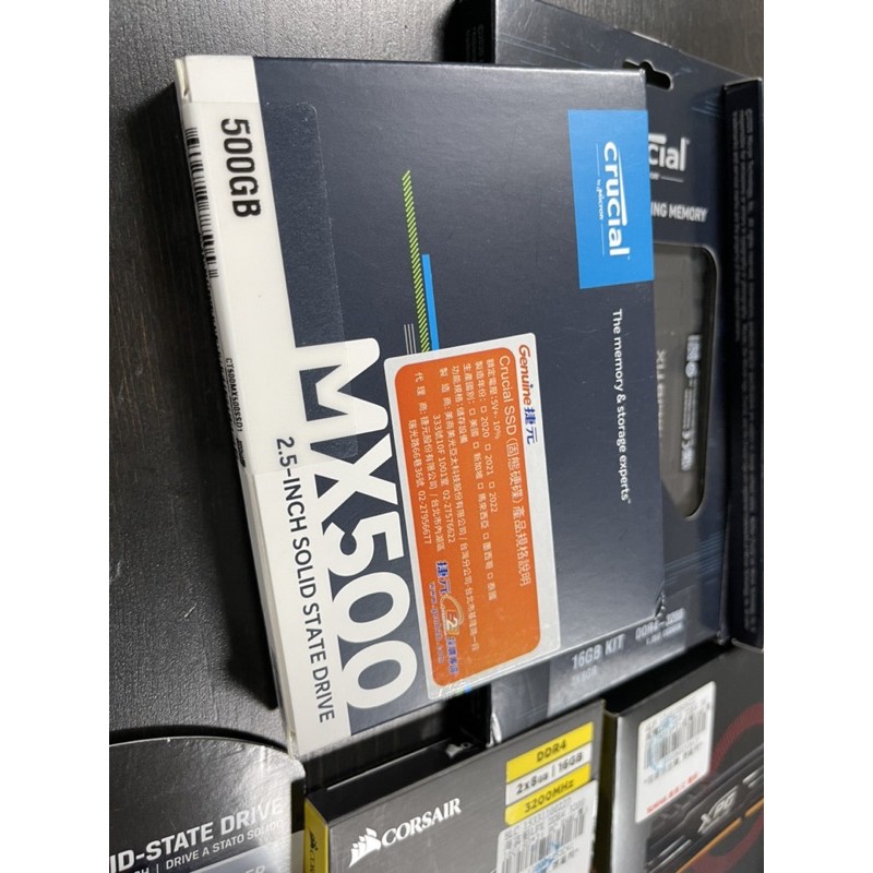 自售全新未拆封_Micron 美光 MX500 500G 2.5吋 SATA SSD固態硬碟(讀560M/寫510M）