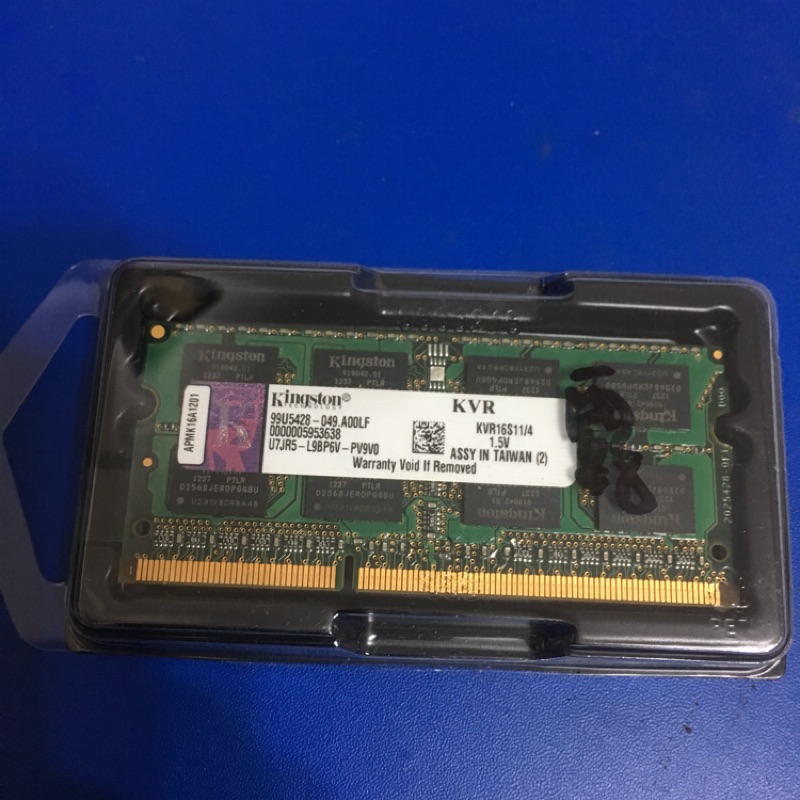 金士頓 DDR3 1600 4G 1.5v 筆電