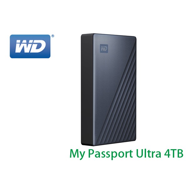 &lt;限量 買就送&gt; WD My Passport Ultra 4TB 金屬 銀/藍 Type-C 2.5吋 行動硬碟