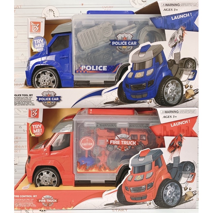 警車裝備車 消防車裝備車 彈射小車 音樂聲光玩具車 益智玩具 生日禮物 玩具車 警車 消防車