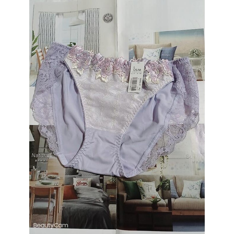 Aimerfeel 日本專櫃高雅薔薇蕾絲繡花低腰三角褲親膚內褲 紫色 L號 蝦皮購物