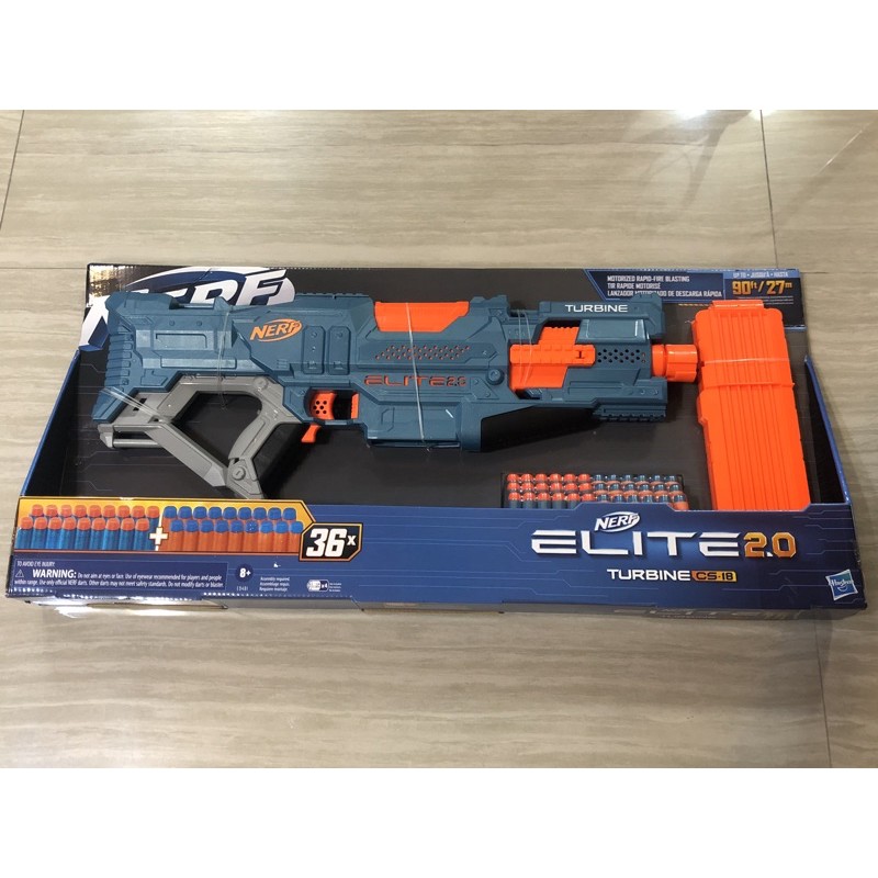 橙（橘）機 Nerf Elite 2.0 Turbine CS-18 電動發射器 快速連發