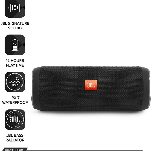 限時優惠 JBL Flip 4 美國原裝現貨 藍芽攜帶型無線喇叭 IPX7 16W 超優質音響 (黑色)