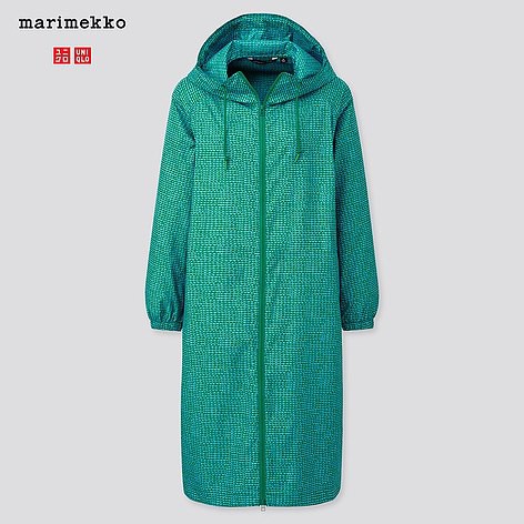 全新正品 Uniqlo 女裝 可攜式 長版 連帽 薄 外套 MARIMEKKO 風衣