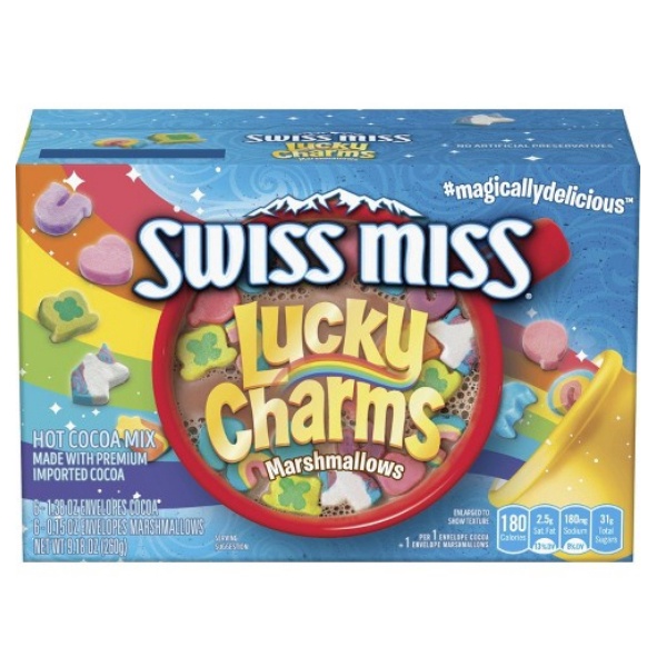 美國代購 SWISS MISS 即溶可可粉+幸運符棉花糖 Lucky Charms 6包入 希爾頓芭莉絲最愛的棉花糖