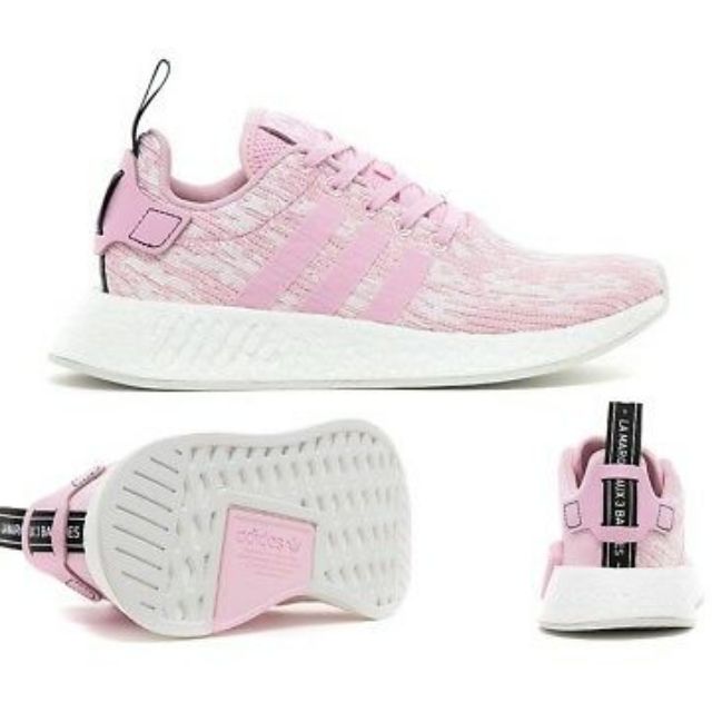 Adidas NMD R2 粉白 編織 乾燥玫瑰 雪花 透氣 編織 慢跑鞋 女鞋