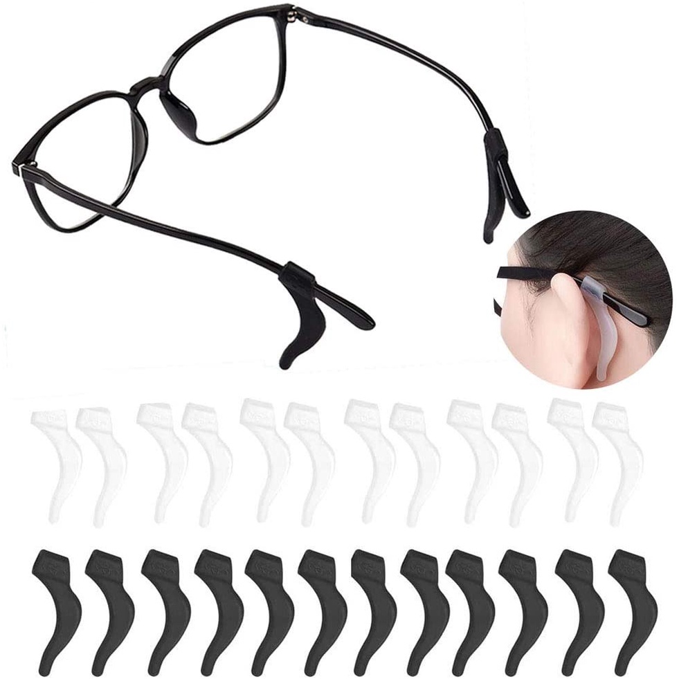可調式防滑軟矽膠眼鏡耳鉤帶 / 耐用的運動防摔眼鏡腿固定器 / 海綿鼻墊 / 眼鏡握把配件