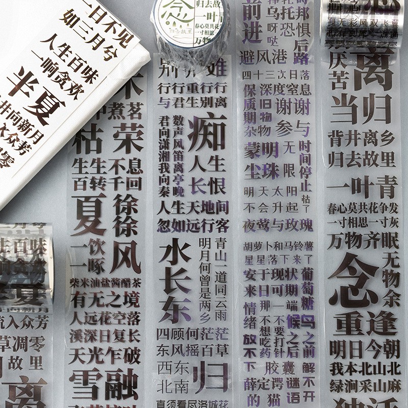 翰云轩文创pet文字膠帶七言六緒系列4款手帳拼貼裝飾diy離型紙貼畫 蝦皮 Line購物