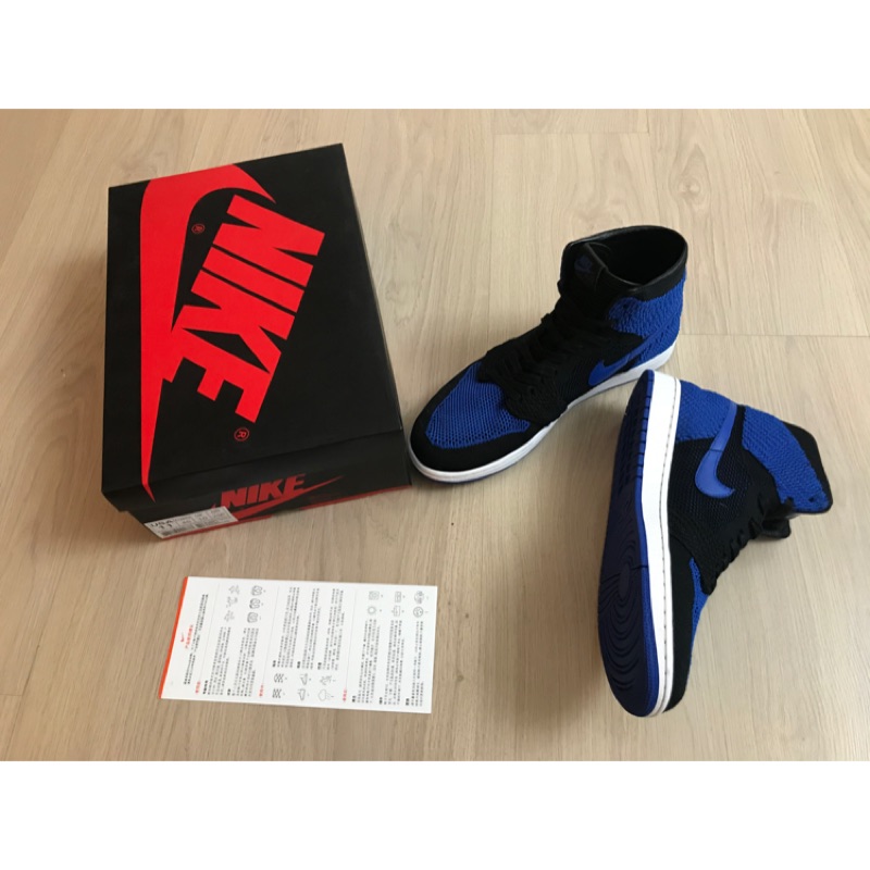 Nike Air Jordan 1 flyknit Royal blue 編織 藍黑 us11 二手