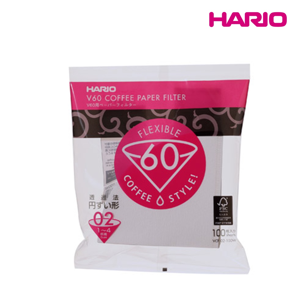 HARIO V60白色濾紙01/02 (適用 V型濾杯/冰瞳/星芒/KONO)(110張袋裝)