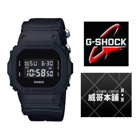 【威哥本舖】Casio台灣原廠公司貨 G-Shock DW-5600BBN-1 絕對強悍帆布錶帶 DW-5600BBN