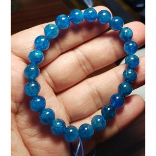 水晶玉石特賣❤天然 藍鋰輝石 藍磷灰石圓珠手鍊8mm手珠手鍊DIY串珠隔珠項鍊#A199