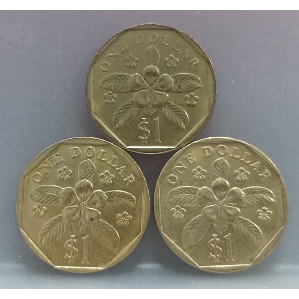 幣432 新加坡1988.89.90年1元硬幣 共3枚