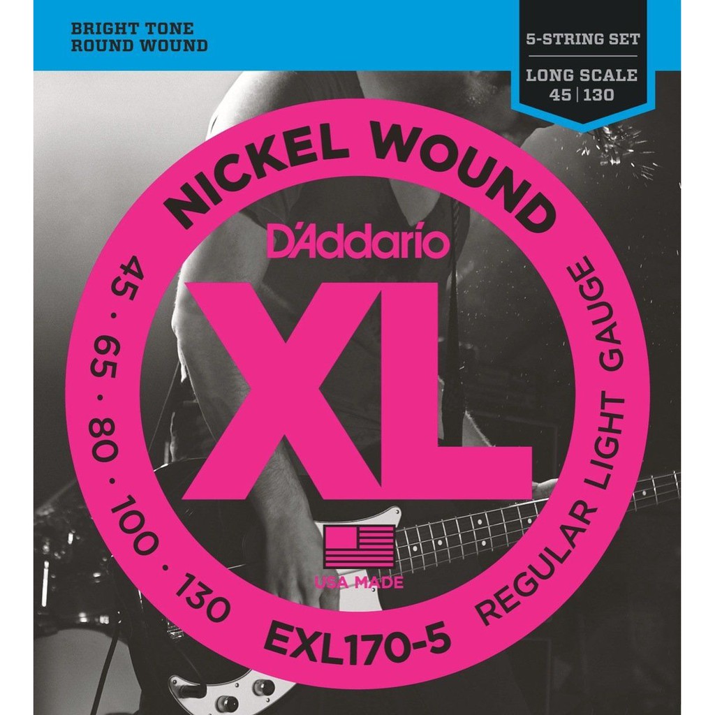 D'Addario EXL170-5 45-130 五弦電貝斯弦 / Nickel Wound【桑兔】