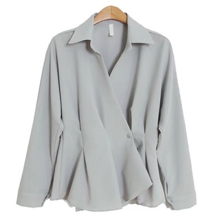洋氣甜美長袖襯衫 112454 韓版時尚減齡氣質設計感開衫上衣