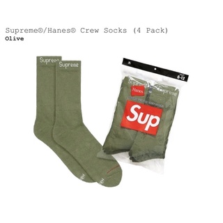 Supreme x Hanes Crew Socks (4入）聯名 軍綠 襪子 長襪