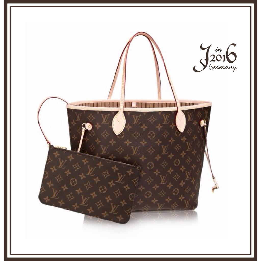 【歐洲空運來台】Louis Vuitton路易威登 LV M40995 NEVERFULL MM 經典花紋子母束口購物包