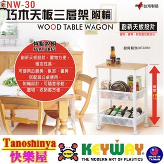 全臺滿千免運不含偏遠地區 快樂屋 KEYWAY聯府 NW30 NW40/巧木天板三層架(附輪) 縫隙架 浴室 NW-40
