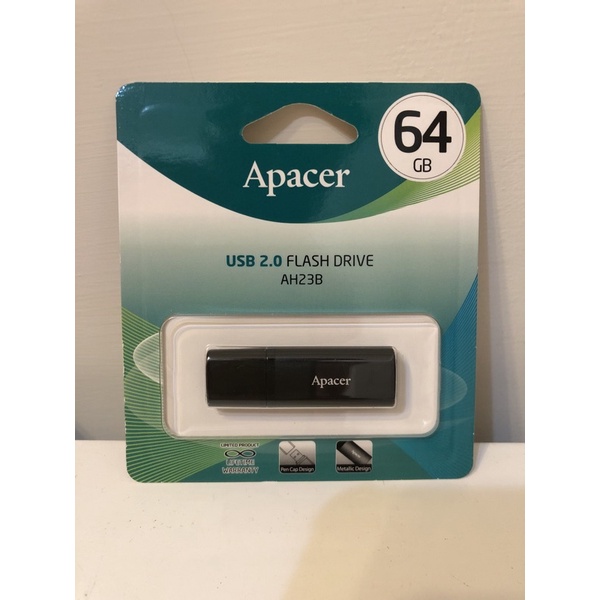 Apacer宇瞻 64GB 輕巧高速隨身碟-霧面黑