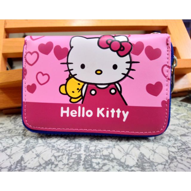 Hello Kitty錢包,KT卡片零錢包,彩色拉鏈,短夾皮夾