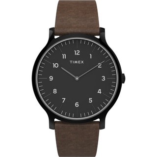 TIMEX 天美時 簡約輕薄黑面皮帶數字腕錶 40mm TXTW2T66400 原廠公司貨