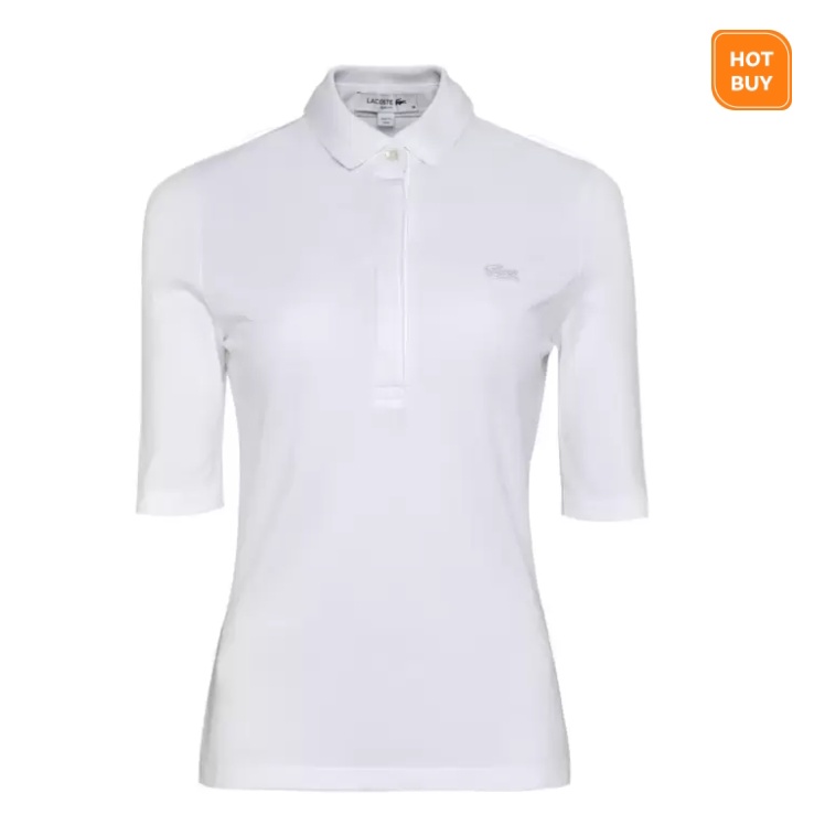 Lacoste 女棉質彈性短袖Polo衫 白色 36/4 (請先聊聊確認庫存數再下標)1379583
