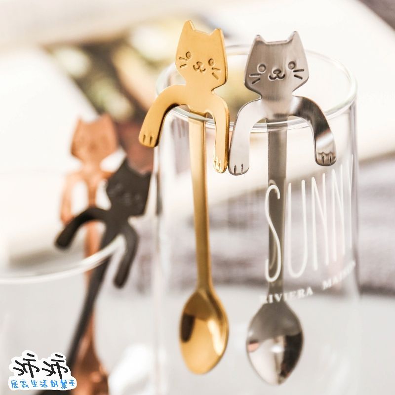 《台灣24h快速出貨》創意304不銹鋼咖啡勺 甜品勺 貓咪咖啡勺 貓咪攪拌匙 攪拌湯匙 攪拌勺 貓咪湯匙 咖啡攪拌匙