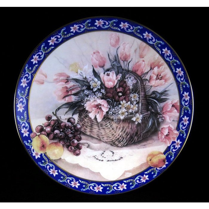 美國W S George 藝術家 Lena Liu 劉莉娜繁花似錦限量花卉瓷盤-A