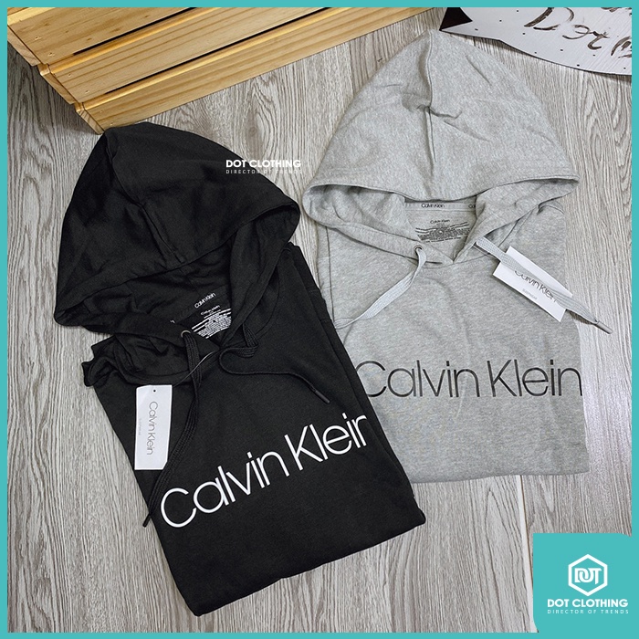 DOT 小物 Calvin Klein 美國 黑 灰 毛巾布 帽T CK 薄款 印字 LOGO 連帽 長袖 男女