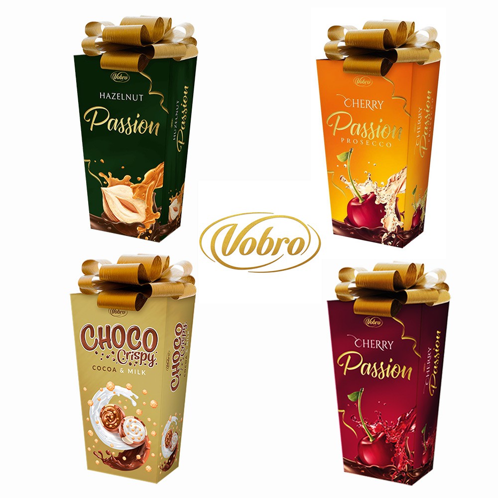 Vobro夾心巧克力(榛果/氣泡櫻桃酒味/牛奶可可/櫻桃酒心巧克力禮盒) (緞帶款)
