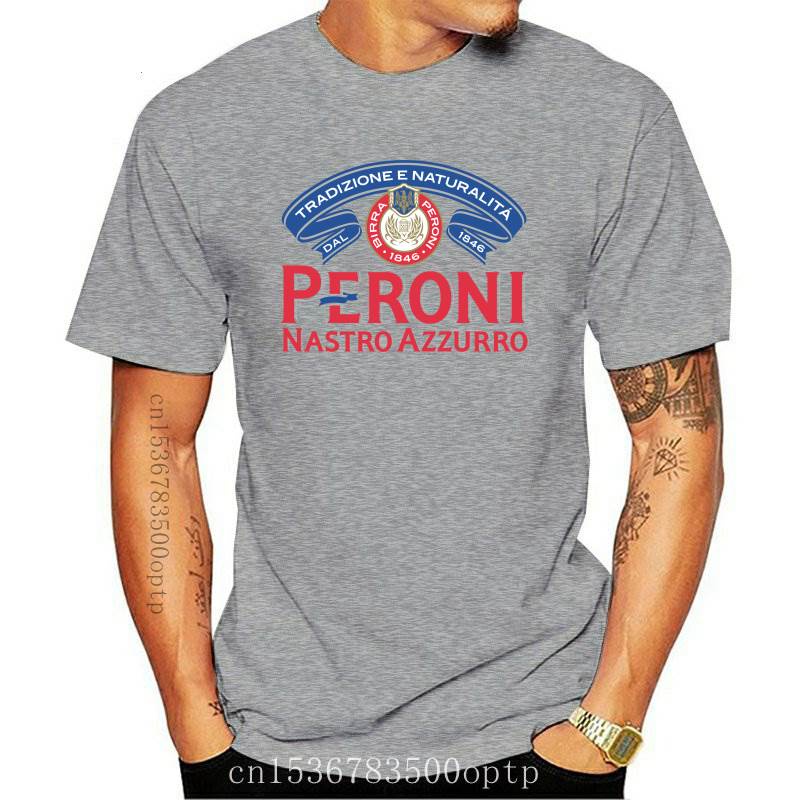全新 Peroni Nastro Azzurro 意大利啤酒 Blcak 白色徽標中性 T 恤