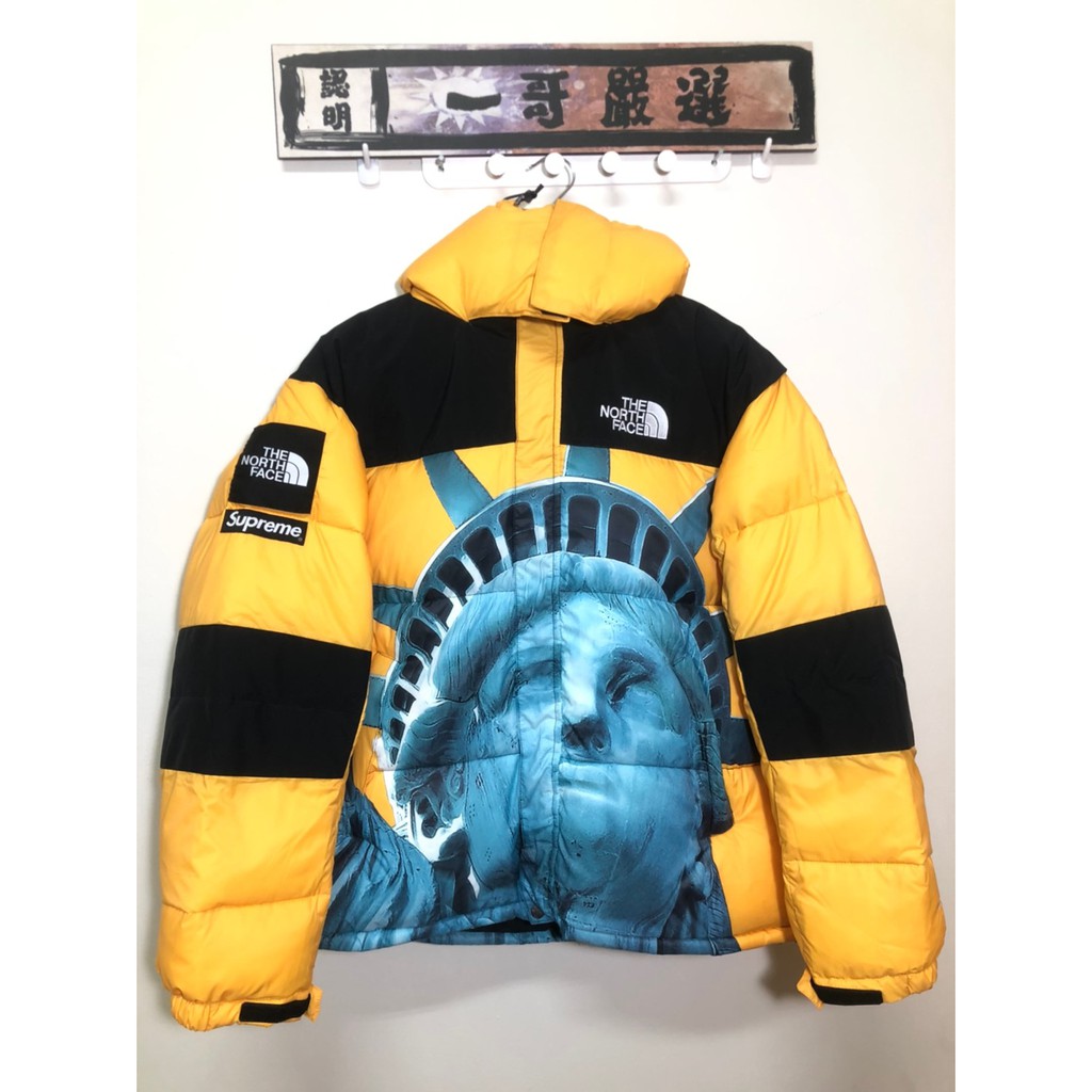 north face supreme blue and yellow jacket