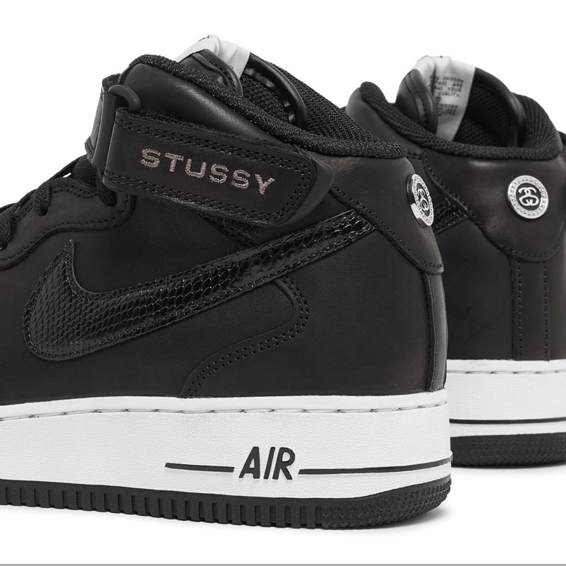 Stussy Nike Air Force 1  mid black white 男US9.5
