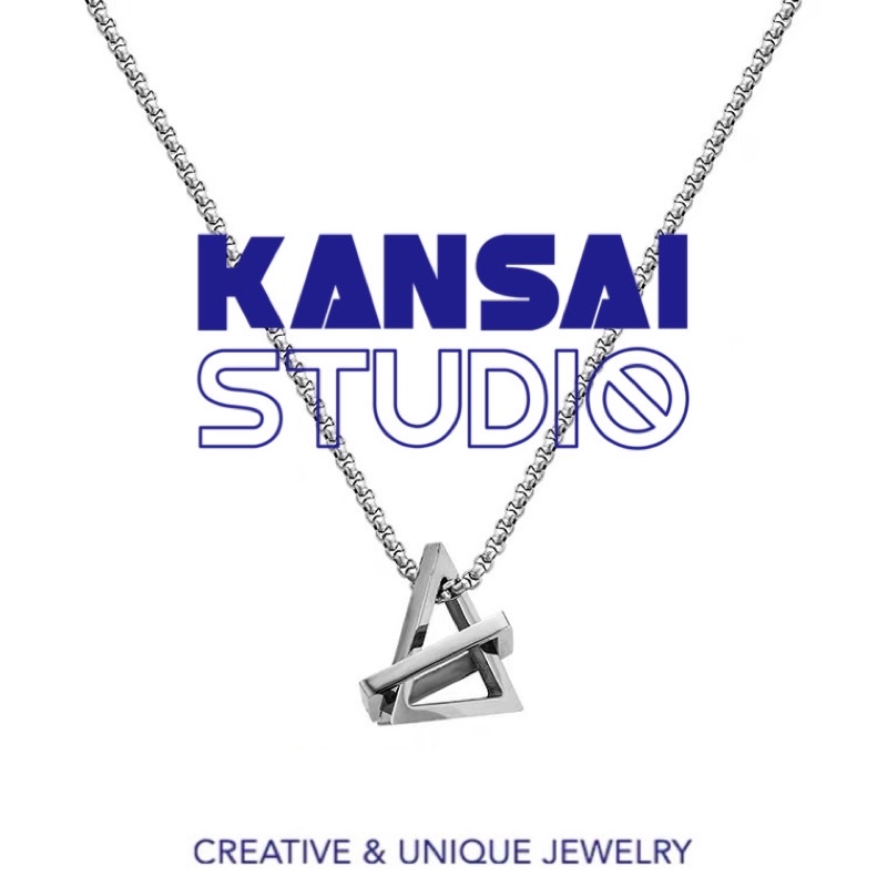 KANSAI自製幾何三角形方形項鍊土酷蹦迪吊墜簡約ins情侶鏈