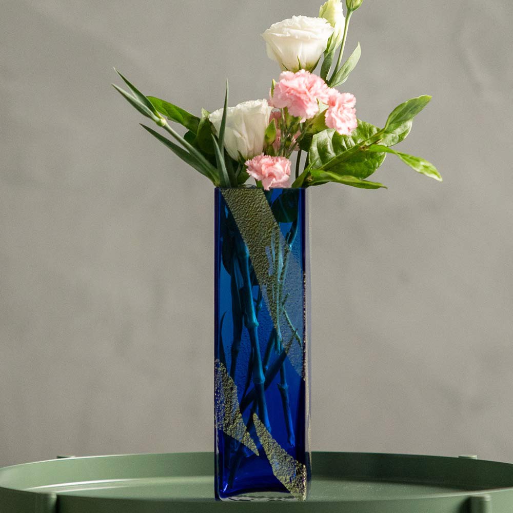 【日本ADERIA津輕】 手作燦金藍花器/花瓶《WUZ屋子》
