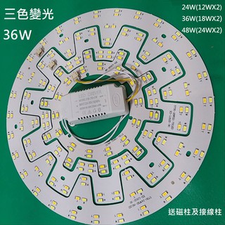 LED 風扇燈 吸頂燈 三色變光 中性光 套件 圓型燈管改造燈板套件 5730 LED圓型光源貼片 110V 36W