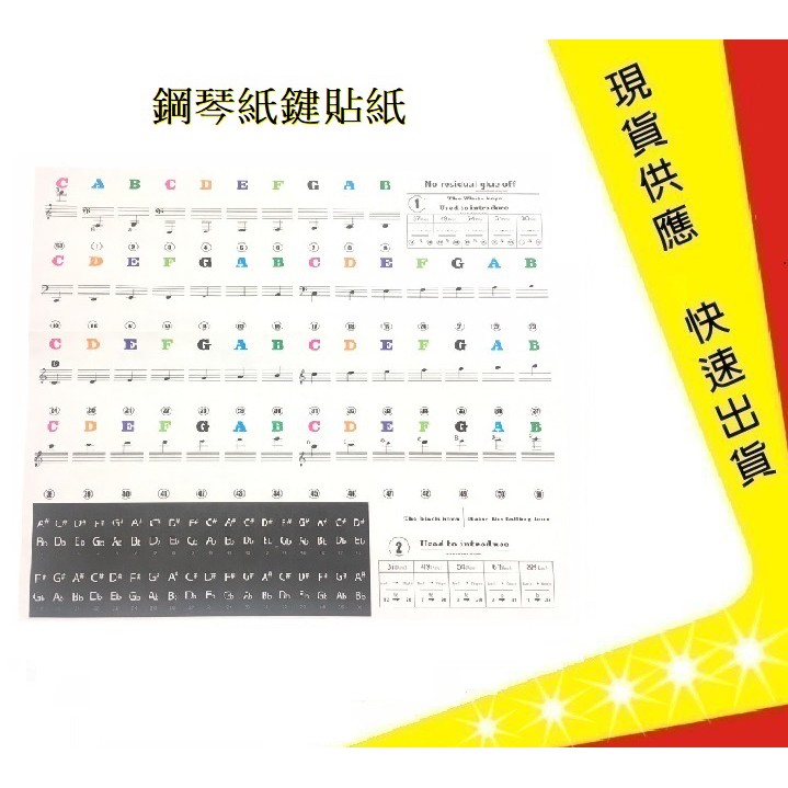 鋼琴紙鍵貼紙 彩色鋼琴鍵盤貼 61 54 49 吉 鍵可黏貼琴鍵鋼琴貼初學者音階貼 蝦皮購物