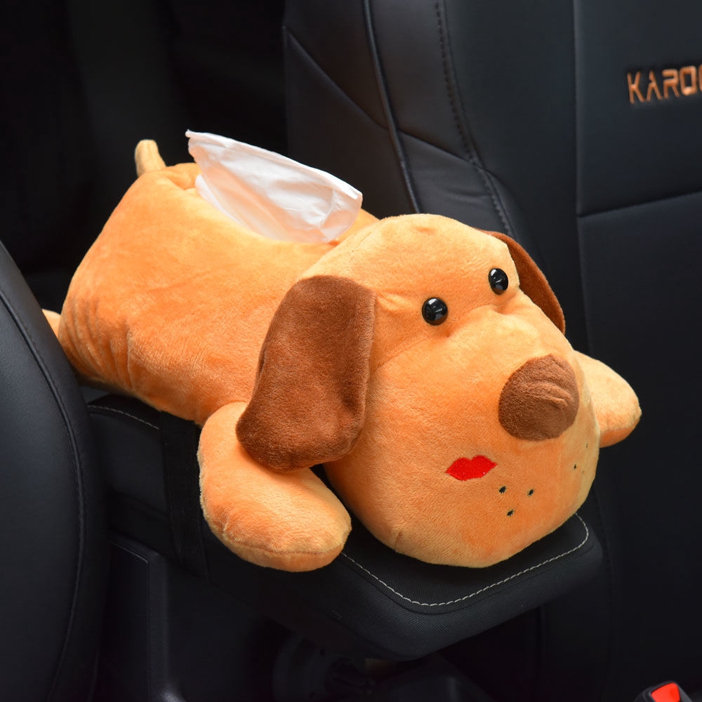 汽車座椅衛生紙盒 抽掛式創意卡通毛絨可愛車載扶手箱遮陽板內飾用品
