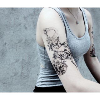 蛇與花手臂大圖 - 男女防水紋身貼紙刺青貼紙LC-742