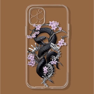 花與蛇黑色巨蟒適用iPhone13/12promax軟xsmax蘋果XR/11Pro手機殼