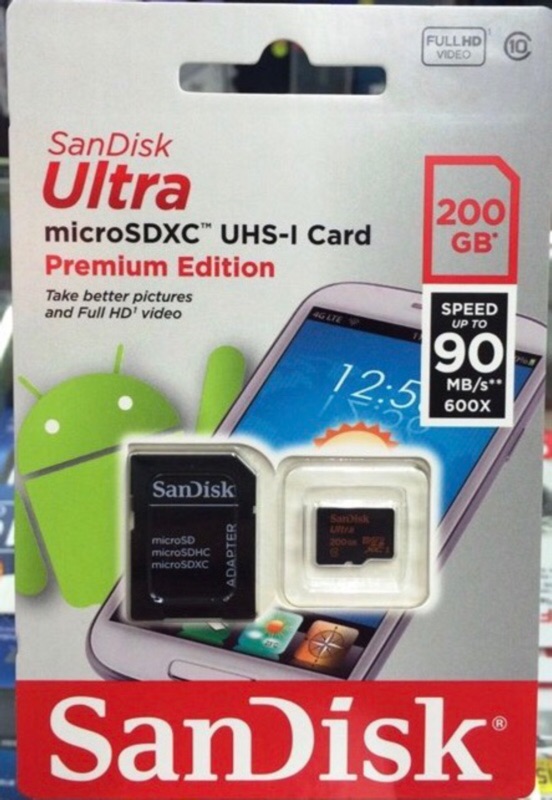 {(記憶卡平行輸入)}第一品牌 Sandisk TF 200G microSDXC Ultra 80/90MB 最後一片
