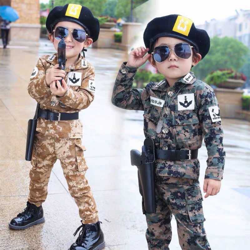 韓版迷彩服套裝 特種兵軍服 男女童英雄軍裝 幼稚園兒童軍訓夏令營服變裝造型 小歐巴