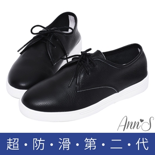 Ann’S第二代超軟真牛皮小清新附緞帶小白鞋-黑