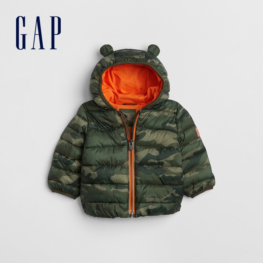 Gap 嬰兒裝 輕盈動物造型棉外套-綠色迷彩(348452)