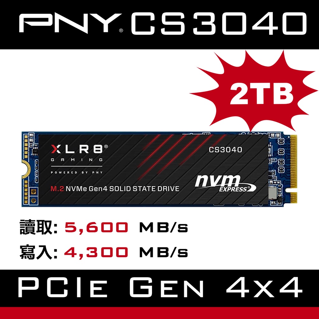 【全新未拆 】PNY XLR8 CS3040 2TB M.2 2280 PCIe Gen4x4 SSD固態硬碟