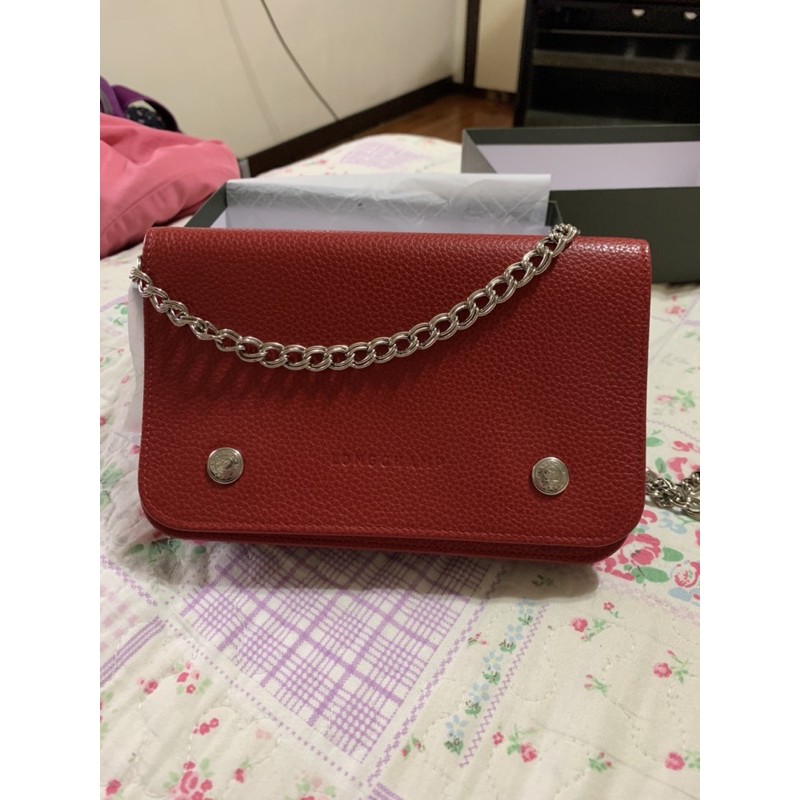 Longchamp 紅色woc鏈包 蝦皮購物