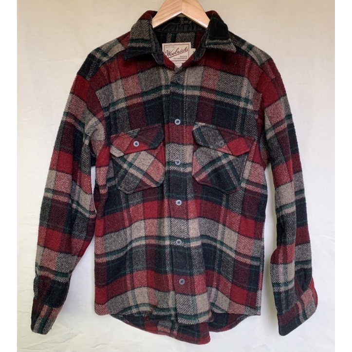 [全新出清］ 美國百年戶外服裝品牌 Woolrich紅格 羊毛 男士襯衫式 M 號 保暖外套