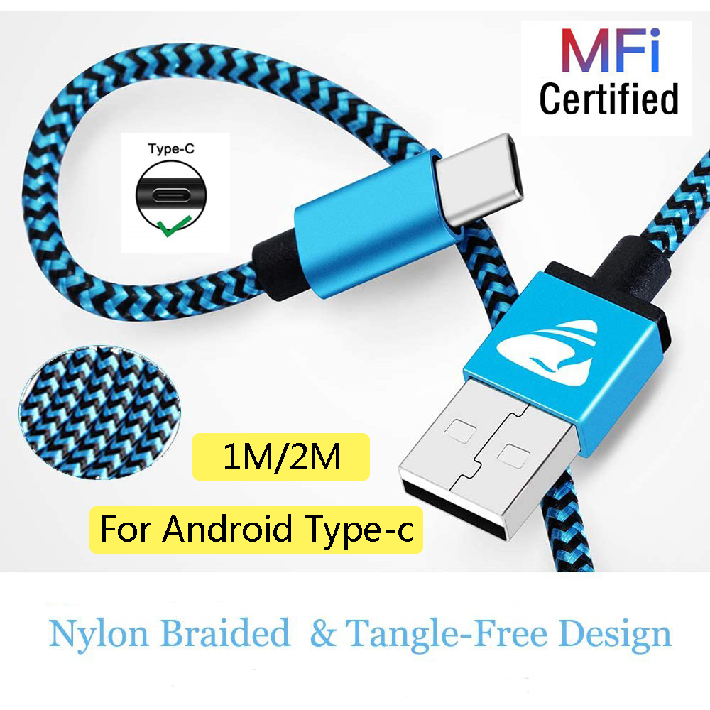 Rephoenix MFi認證Type-c充電線3FT電源線尼龍編織護套充電線適用於Android三星華為小米