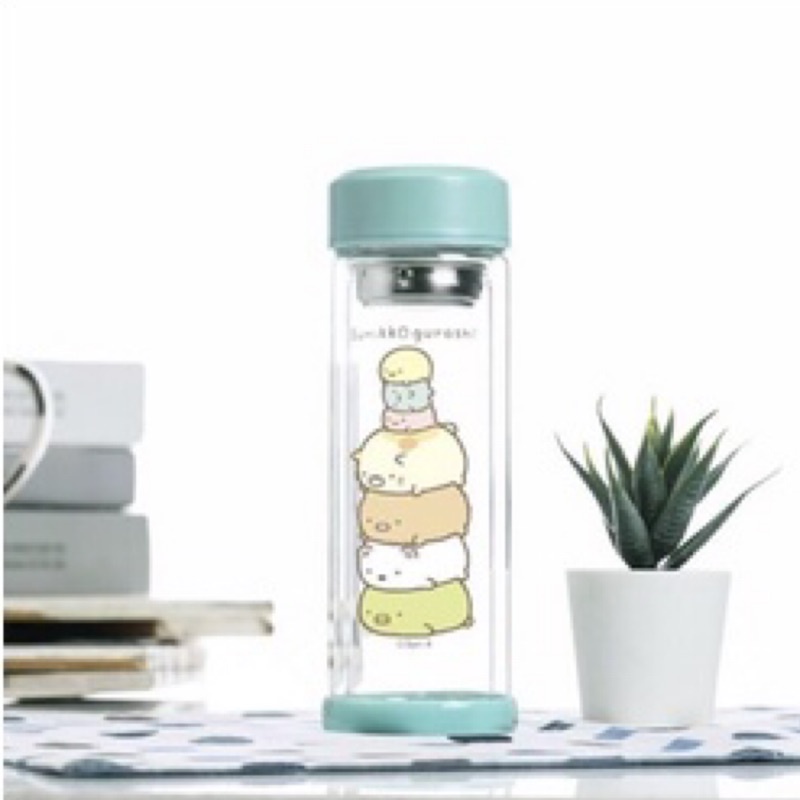 全新 現貨 環保杯 雙層 玻璃杯 角落生物 附濾網 玻璃瓶 水壺 隔熱 防燙 可拆洗