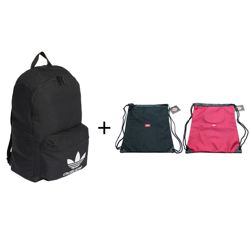 Adidas Classic Logo Backpack 基本款 黑色後背包 DICKIES 束口袋 組合【高冠國際】